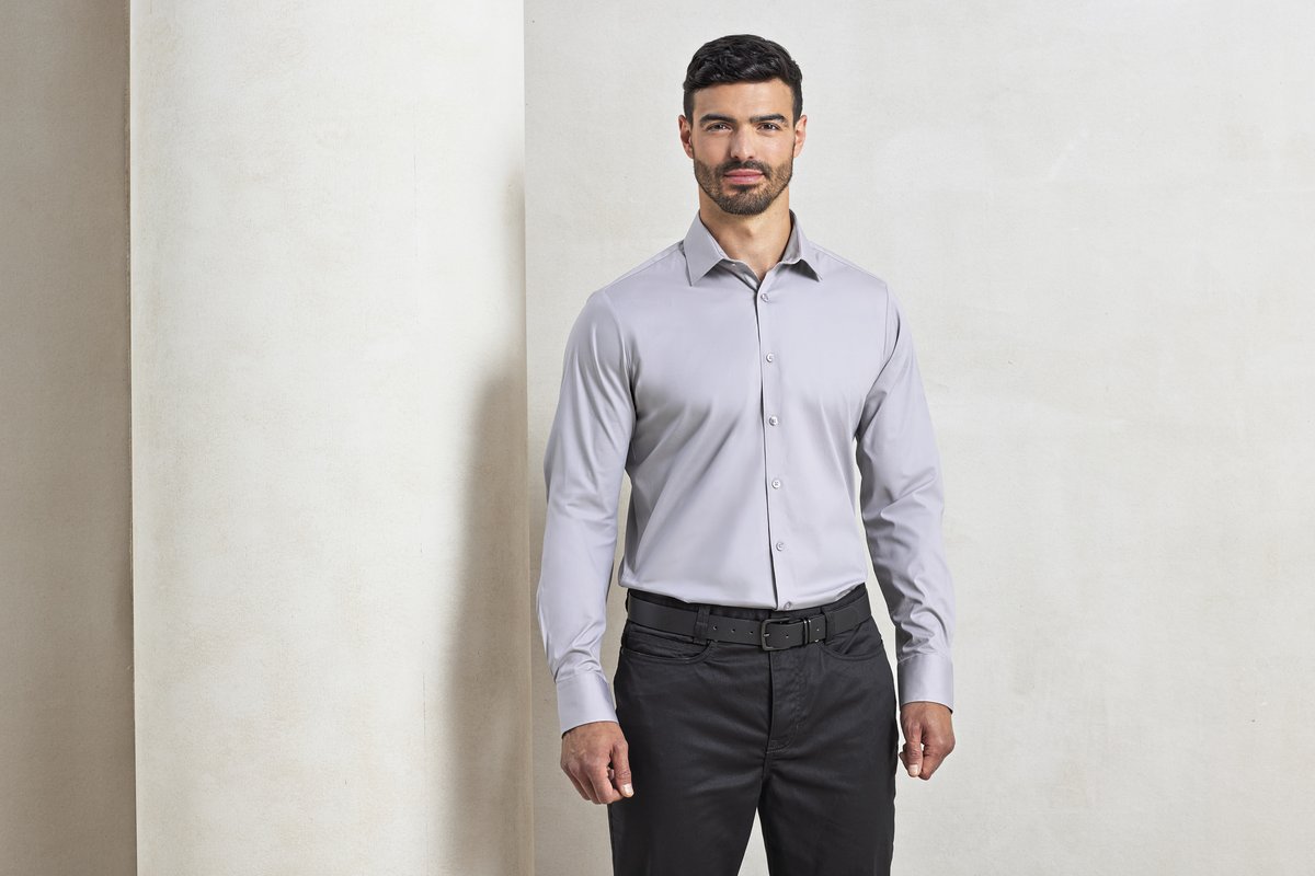 Stretch Fit Popeline Chemise manches longues pour homme