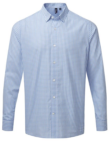 Premier Workwear Chemise homme Maxton Check, à carreaux, Slim Fit – Light Blue (ca. Pantone 2707C)/White