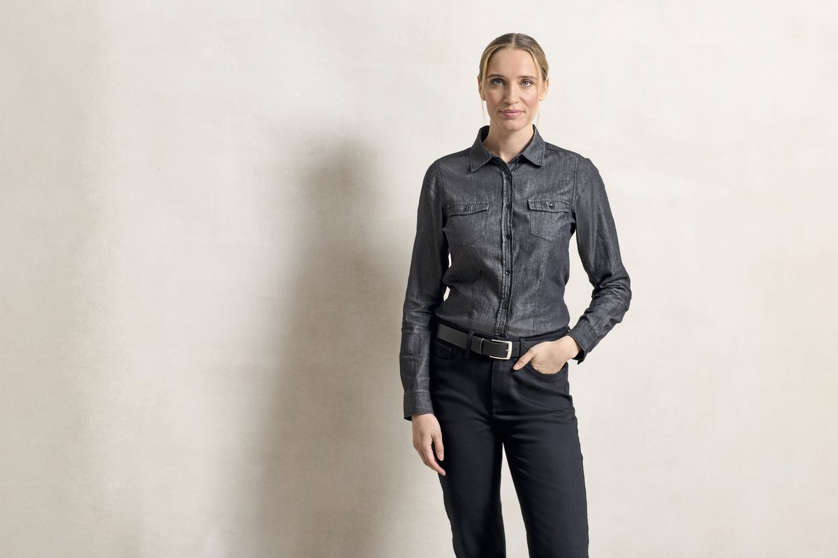 Premier Workwear Jeanshemd mit Kontrastnähten für Damen