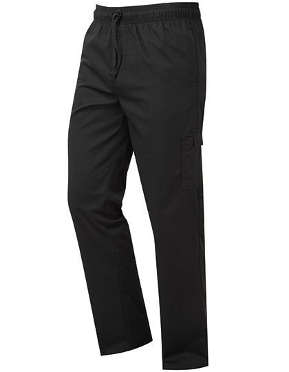 Premier Workwear Pantaloni Cargo da Chef con Vita Elastica – Black (ca. Pantone Black C)