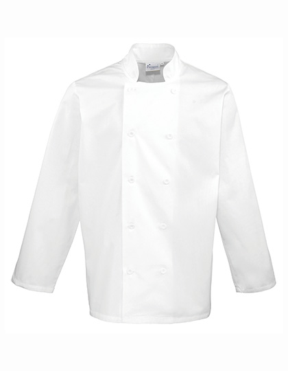 Langärmelige Kochjacke mit Kunstharzknöpfen – White