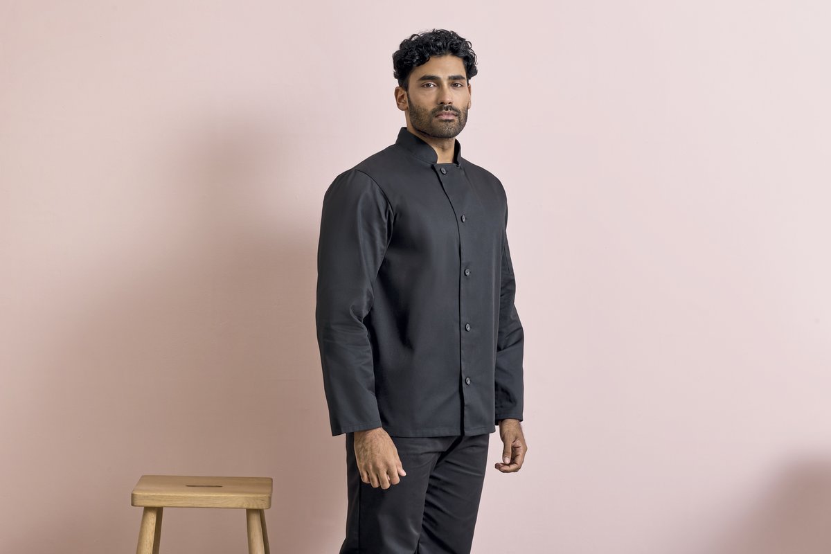 Premier Workwear Langärmelige Kochjacke mit Mandarin-Kragen