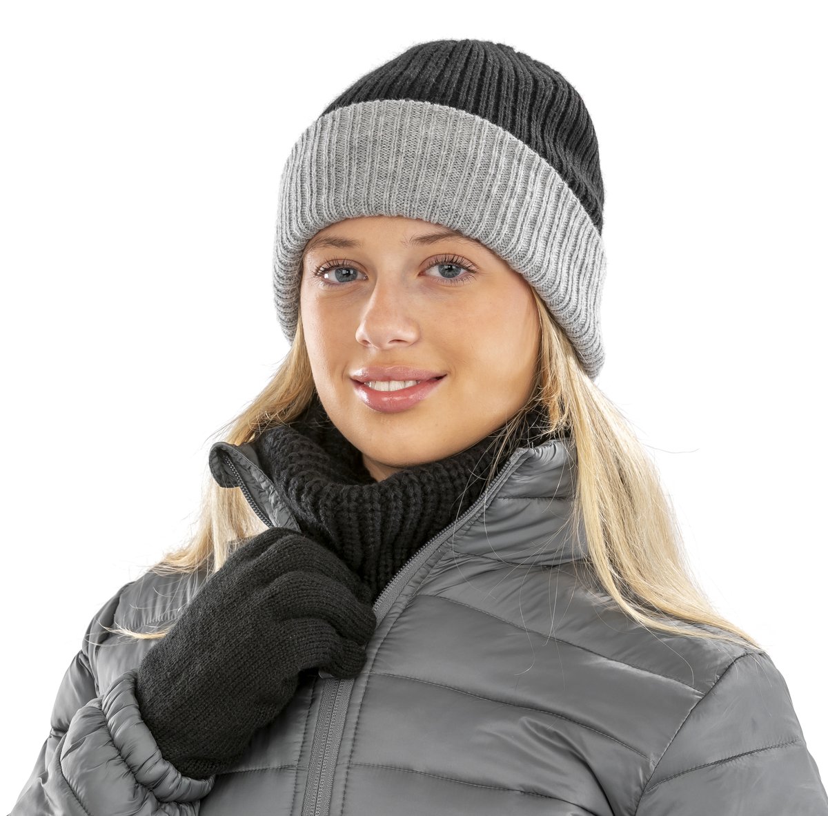 Result Winter Essentials Doppellagige Strickmütze mit Umschlag