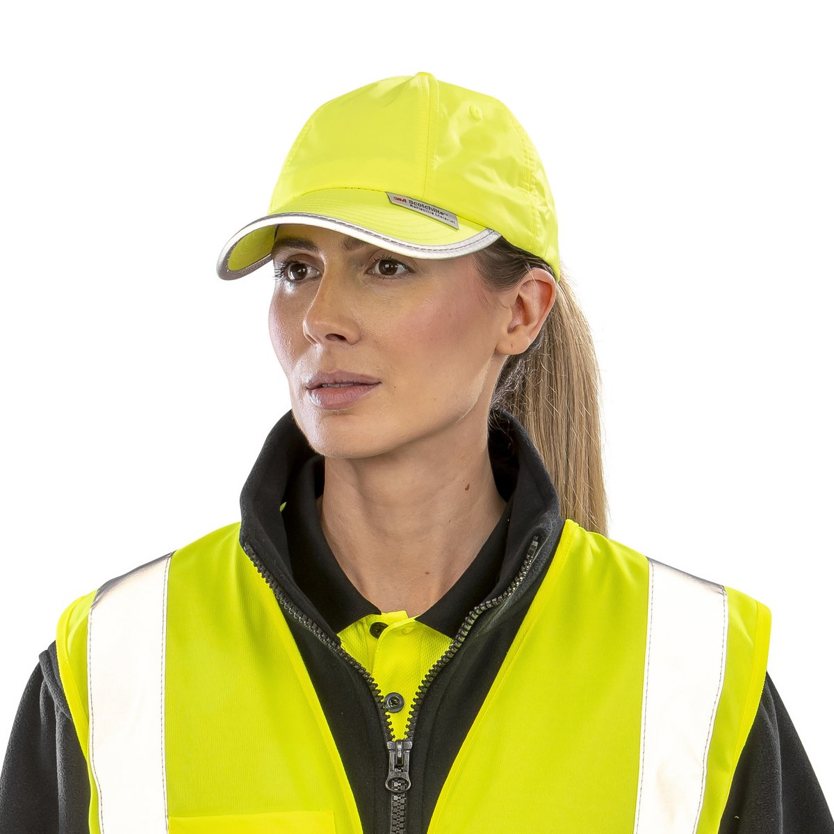Result Safe-Guard Cap High Vis con materiale riflettente, Black One Size, RH35 – immagine 2