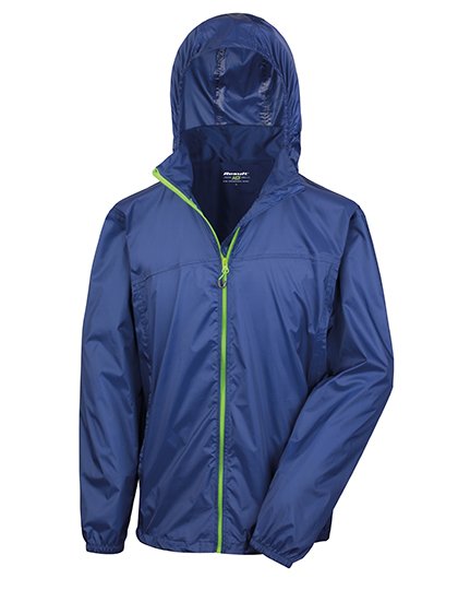 Result Lightweight Waterproof Urban Stowable Jacket – Navy/Lime