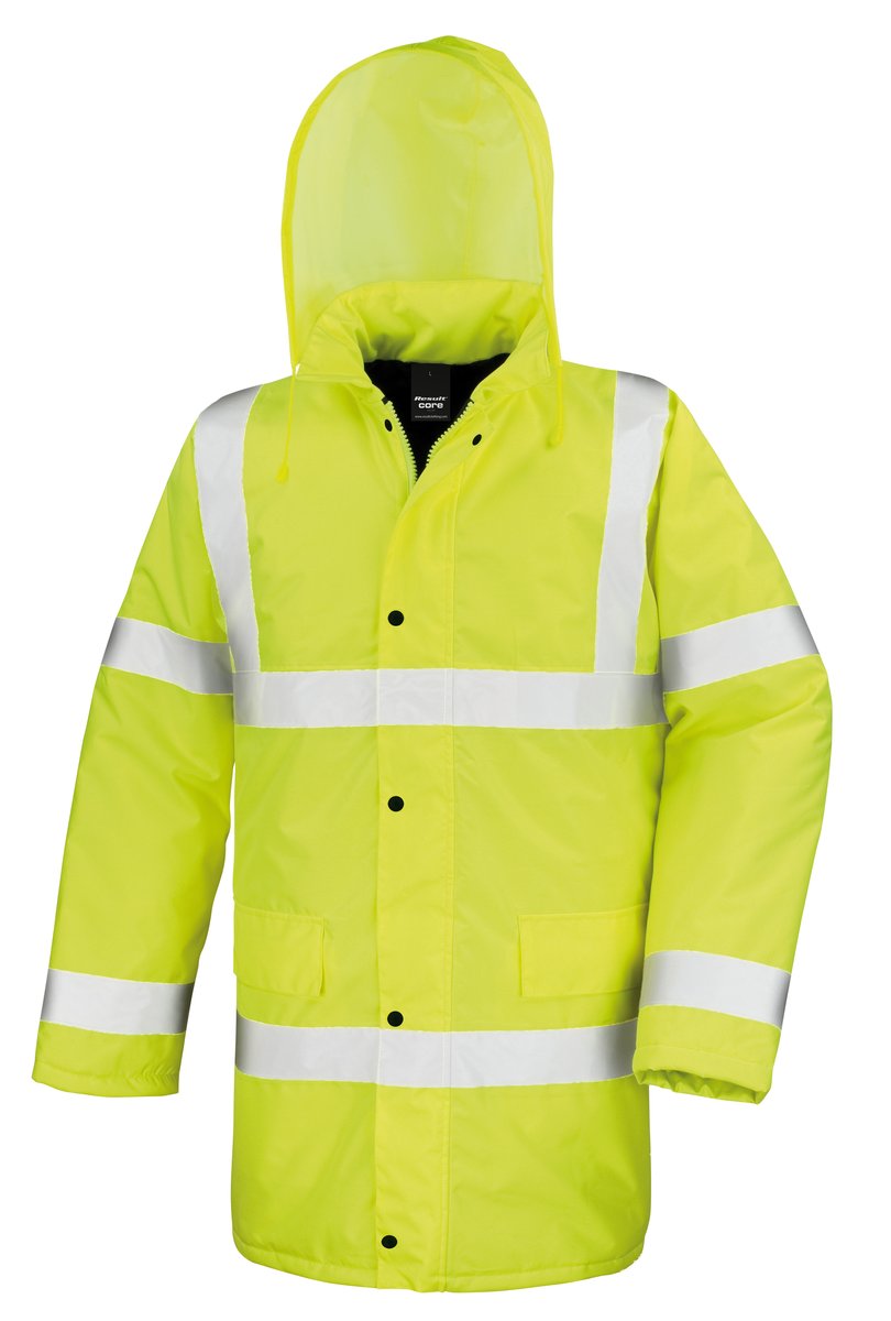 Result Safe-Guard High-Visibility Motorway Coat mit Kapuze, Fluorescent Yellow L, RT218X – Bild 3