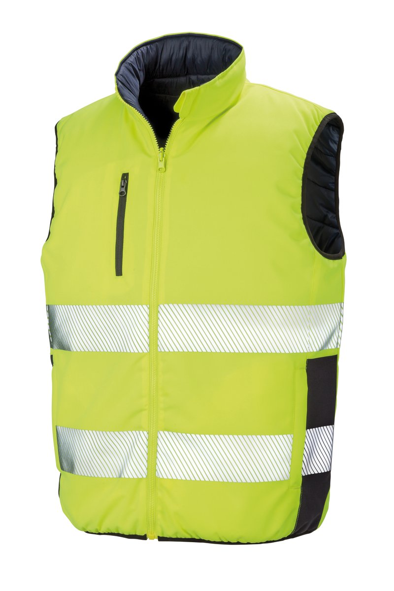 Result Safe-Guard Gilet di sicurezza reversibile con tasche, Fluorescent Orange/Navy S, RT332 – immagine 3