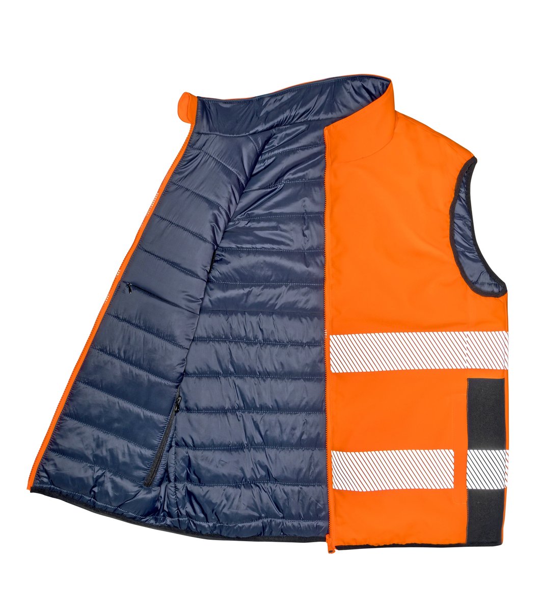 Result Safe-Guard Gilet di sicurezza reversibile con tasche, Fluorescent Orange/Navy S, RT332 – immagine 5
