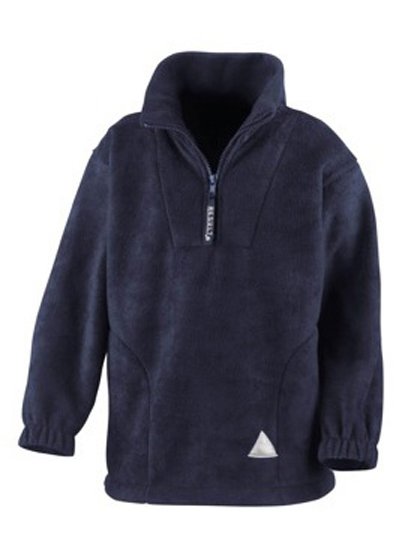 Result Pull polaire pour enfants avec fermeture éclair 1/4, Black L (10-12), RT33Y – Navy