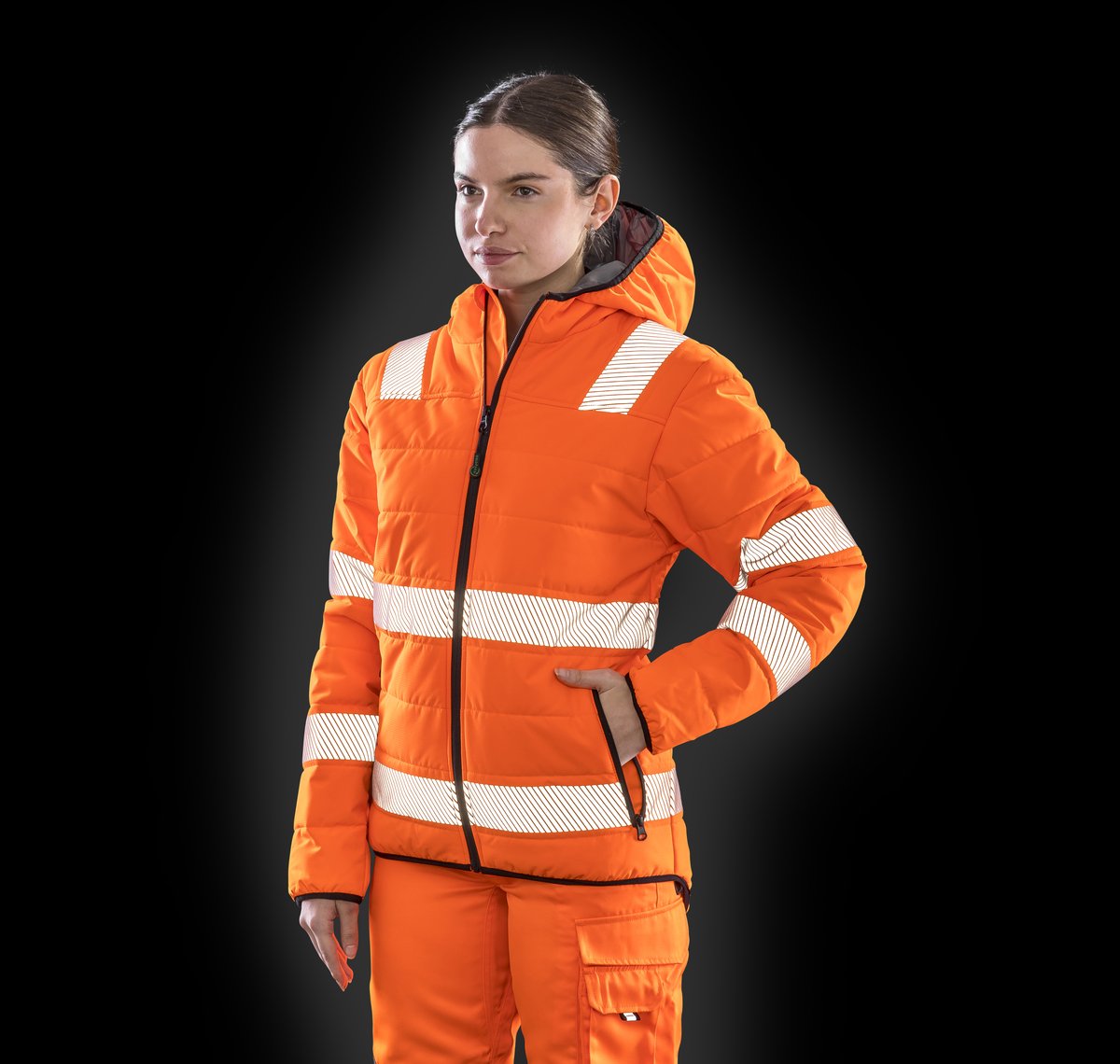 Result Genuine Recycled Recycelte Wattierte Sicherheitsjacke Orange