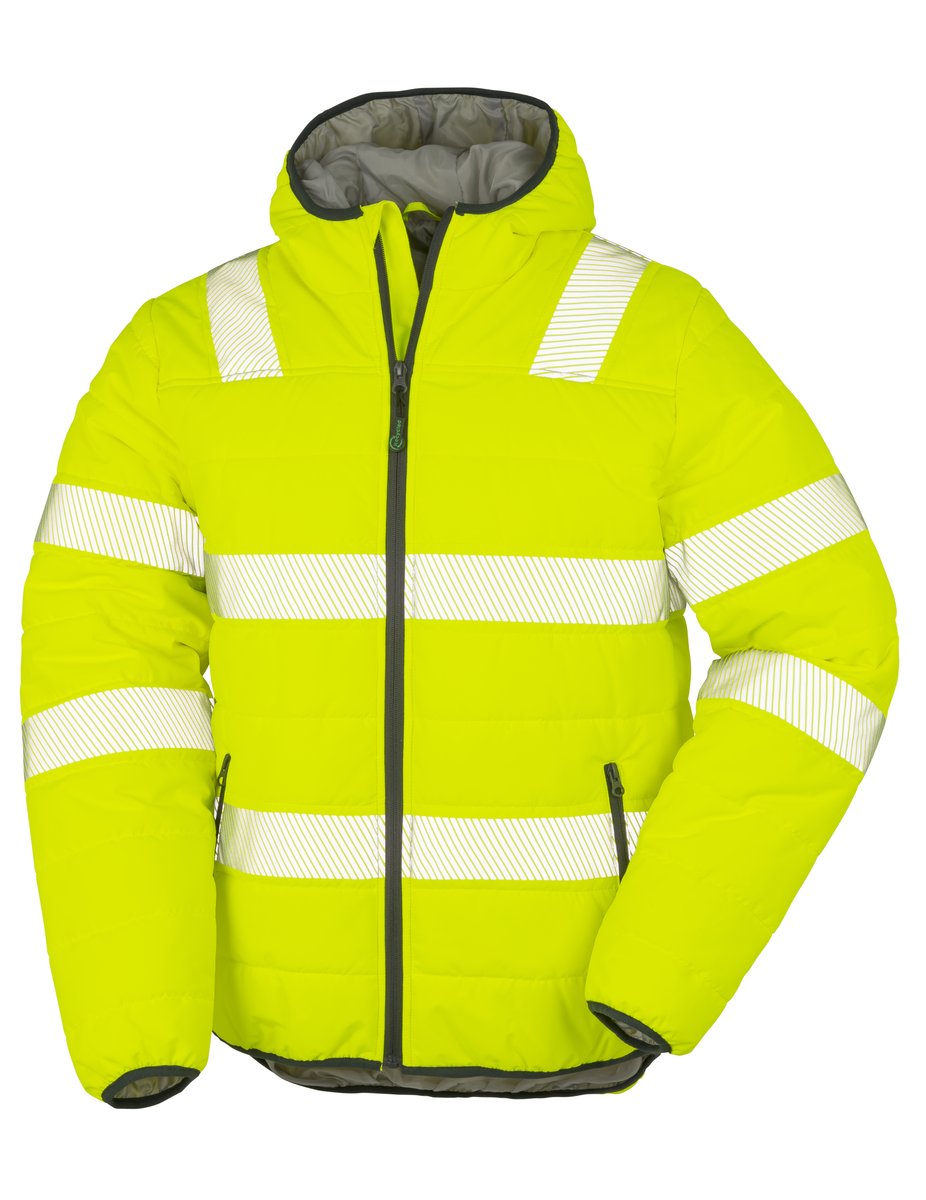 Result Genuine Recycled Recycelte Wattierte Sicherheitsjacke Orange, Fluorescent Yellow M, RT500 – Bild 3