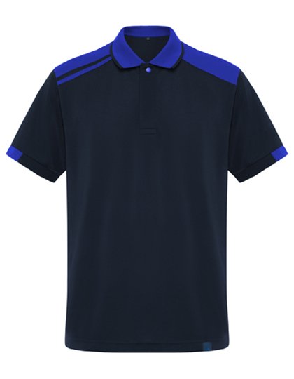 Roly Workwear Short-Sleeve Polo Shirt Samurai with Contrast Details – Navy Blue 55/Royal Blue 05