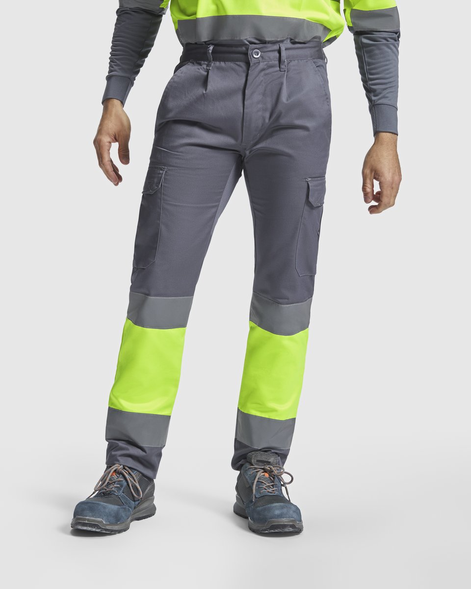 Roly Workwear Multitaschen-Hose Hi-Viz mit Reflexband