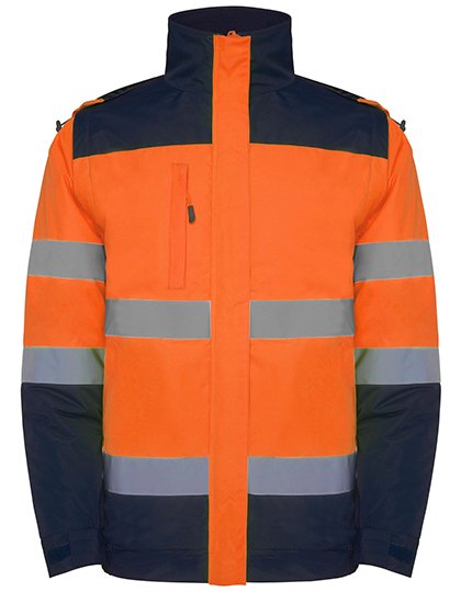 Roly Workwear Parka Epsylon con dettagli riflettenti – Navy Blue 55/Fluor Orange 223