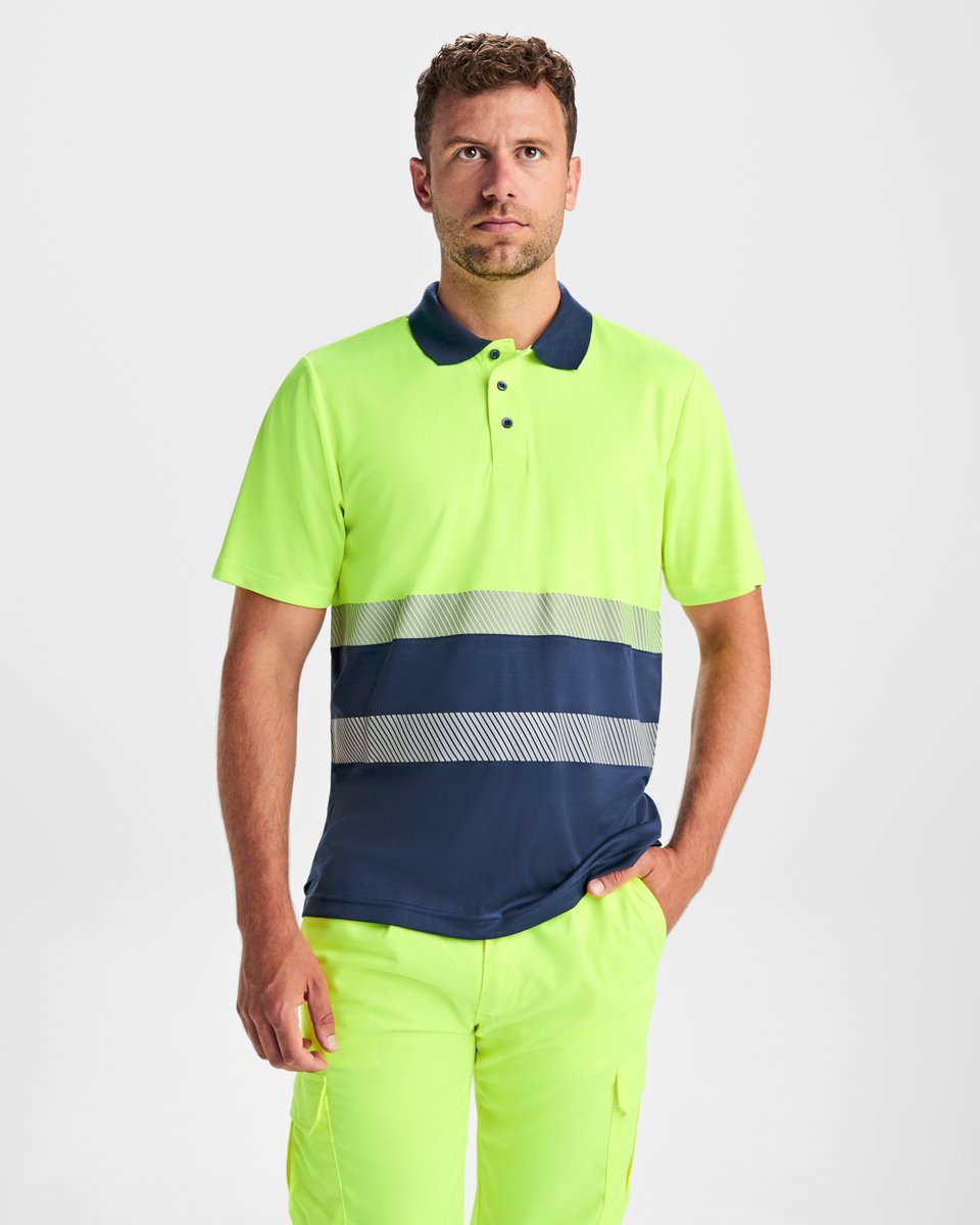 Roly Workwear Atmungsaktives Polo Shirt Vega mit Warnstreifen