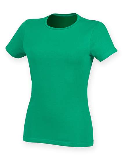 SF Women Fashionable T-Shirt with Long Cut, White XS, SF121 – Green