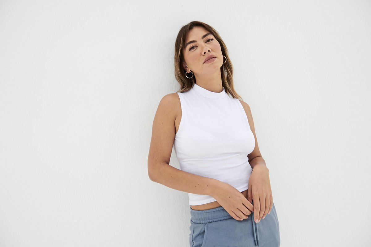 High Neck Crop Top Jersey für Damen