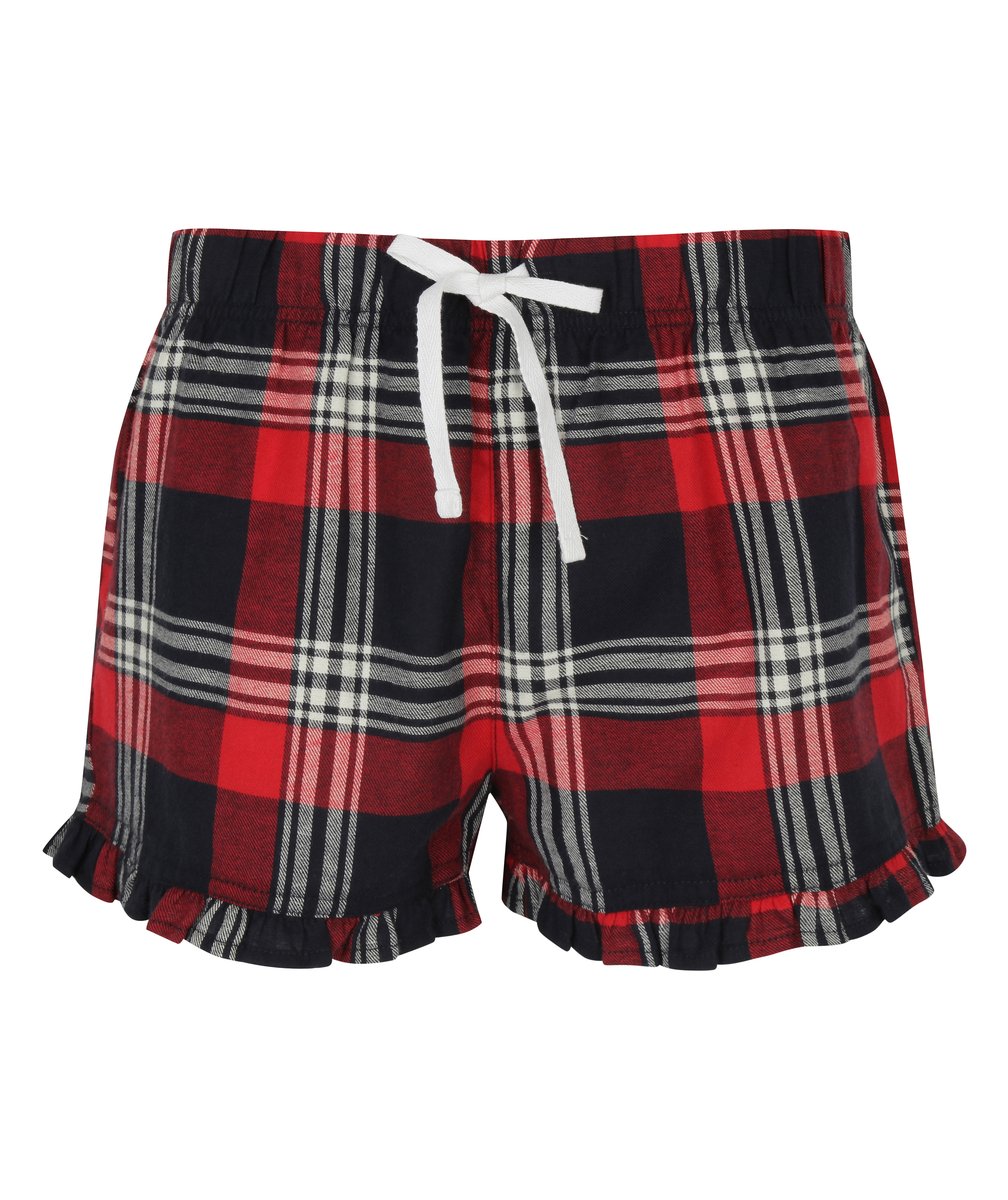 SF Women Women's Shorts with Tartan Pattern and Ruffles, Red-Navy Check L, SF82 – image 3