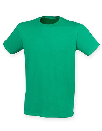 SF Men Fashionable Stretch T-Shirt with Side Seams, White M, SFM121 – Green