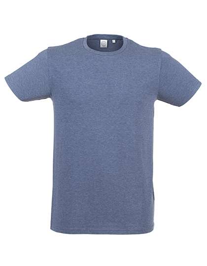 SF Men Fashionable Stretch T-Shirt with Side Seams, White M, SFM121 – Heather Navy