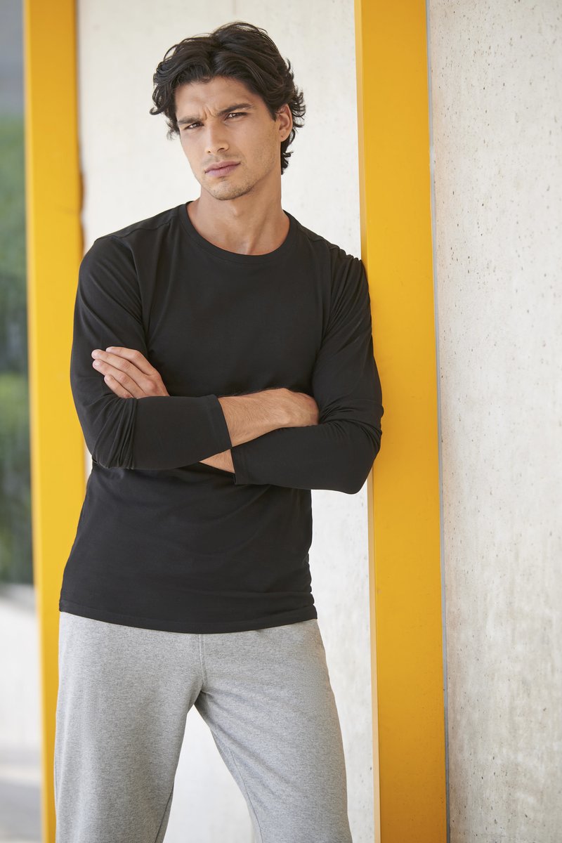 SF Men Langarm T-Shirt mit Stretch und Enzymwäsche