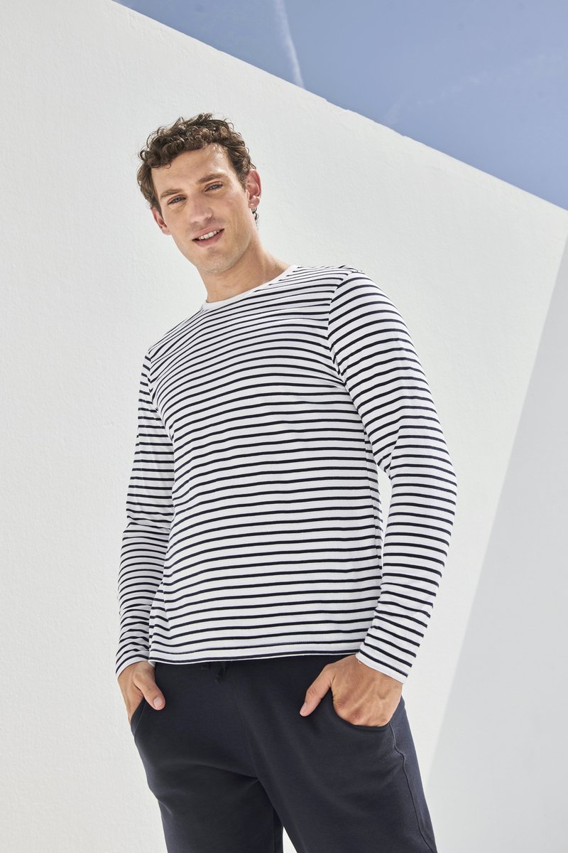 SF Men Langarm T-Shirt Oxford Navy mit Label