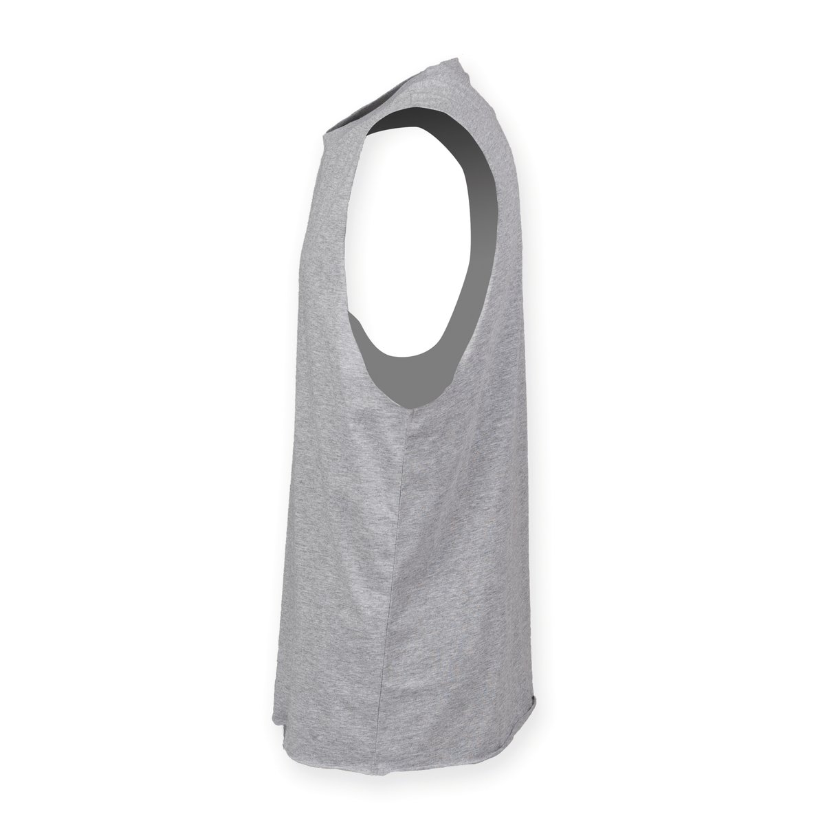 SF Men Sleeveless T-Shirt with Ribbed Neckline, Heather Grey S, SFM232 – image 5
