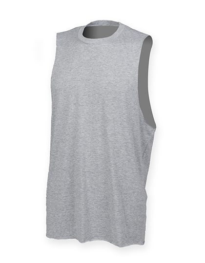 SF Men Sleeveless T-Shirt with Ribbed Neckline, Heather Grey S, SFM232 – Heather Grey