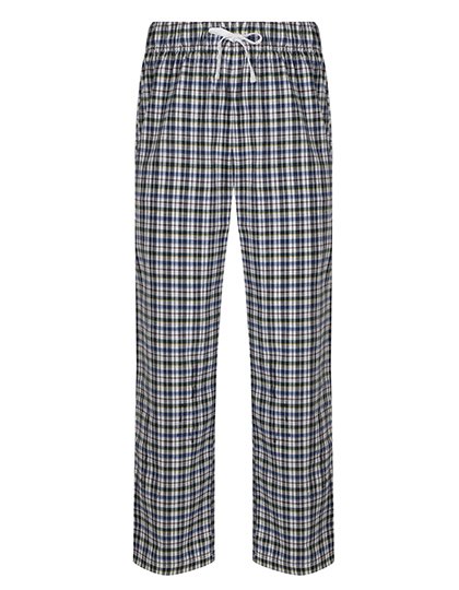 SF Men Pantalon lounge tartan avec ceinture élastique et poche – White-Multi Check