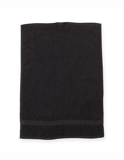 Towel City Frottiersport-Handtuch mit Herringbone-Rand – Black