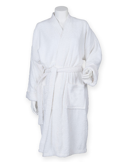 Towel City Terry Bathrobe with Belt and Pockets – White