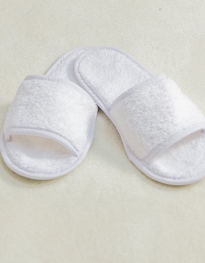 Towel City Klassische Frottier Slipper mit offener Zehe – White