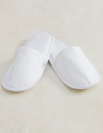 Towel City Waffle-Optik Slipper mit Mischgewebesohle – White