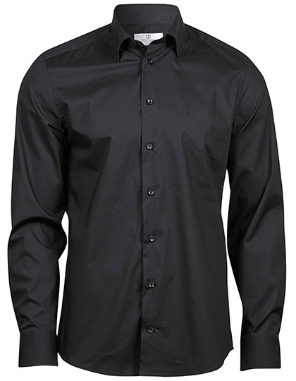 Tee Jays Camicia aderente da Uomo con quota stretch, Black S, TJ4024