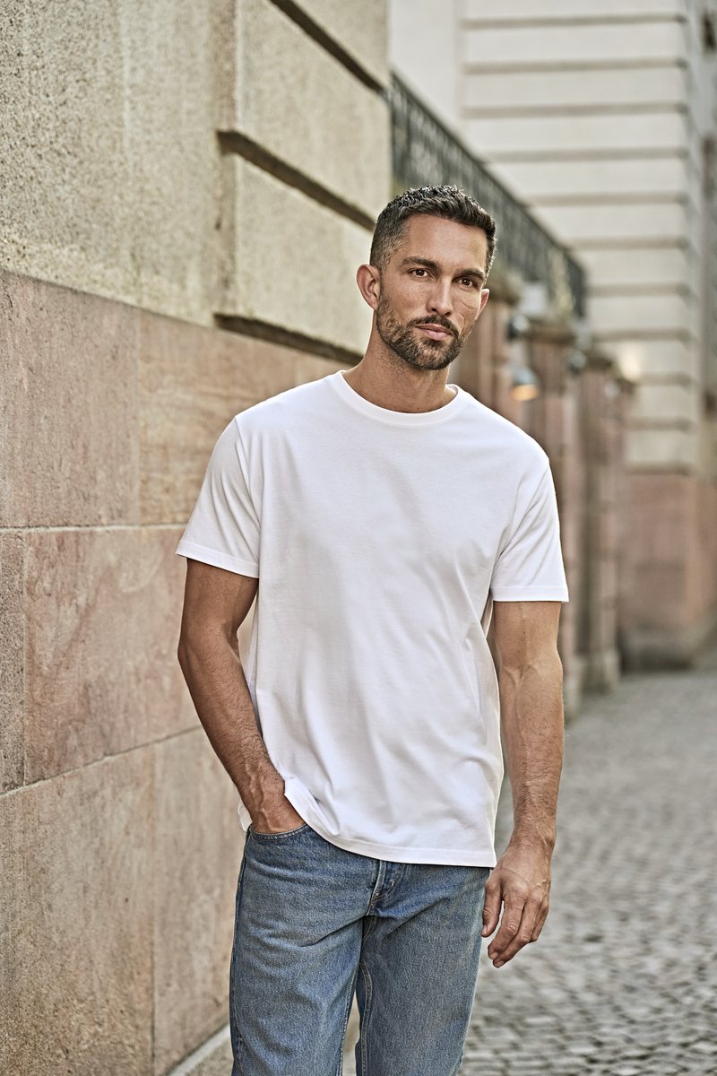 Tee Jays Baumwoll-T-Shirt mit 2-lagigem Kragen