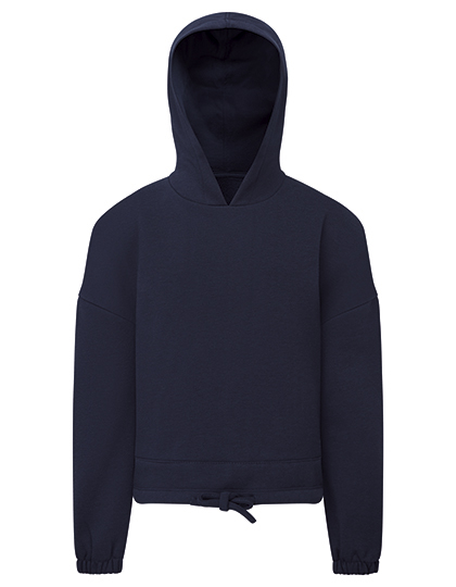 Kids Recycled Cropped Oversize Hoodie – Navy
