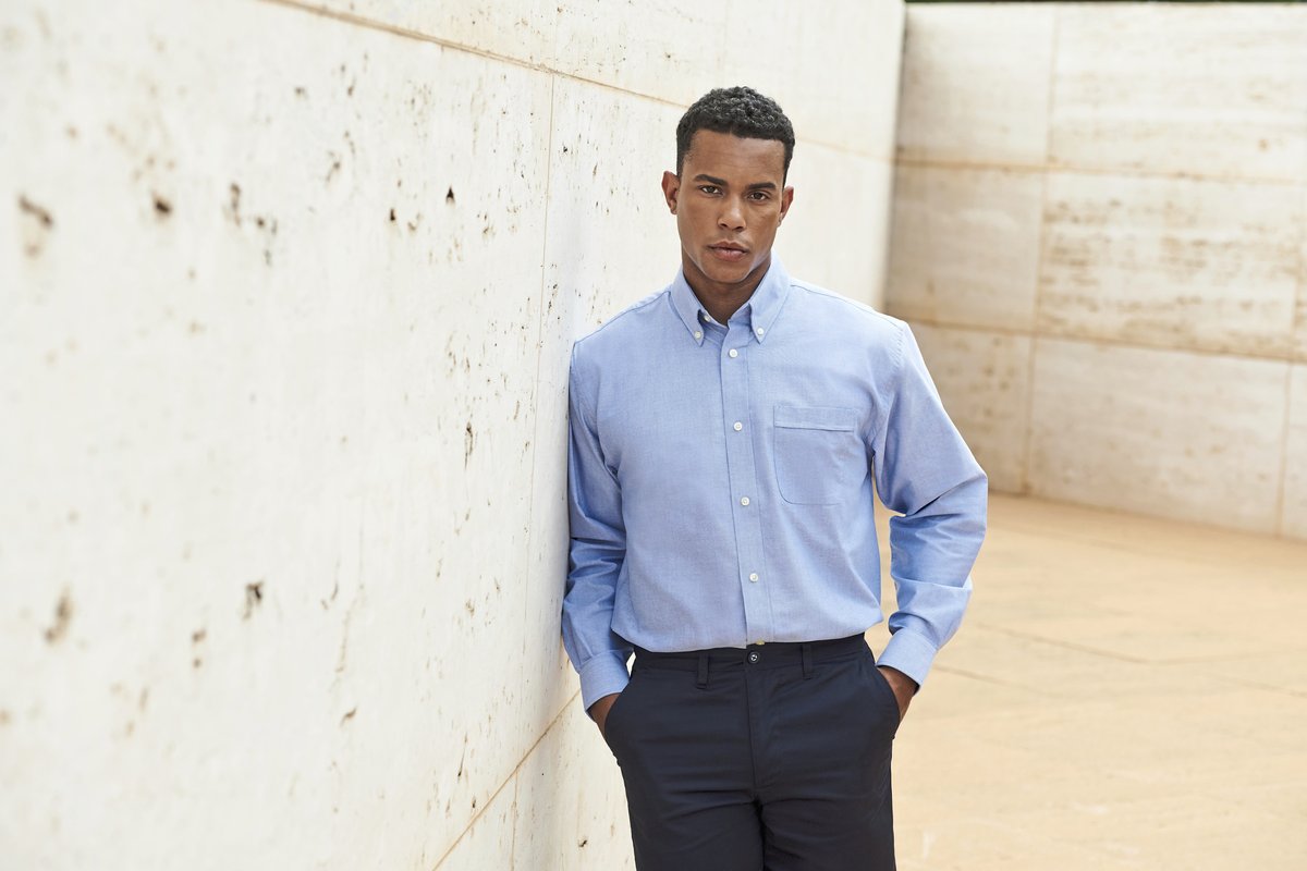 Henbury Klassisches Oxford-Hemd mit Button-Down-Kragen