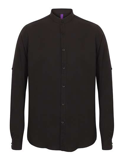 Henbury Langarm Hemd mit Mandarin-Kragen