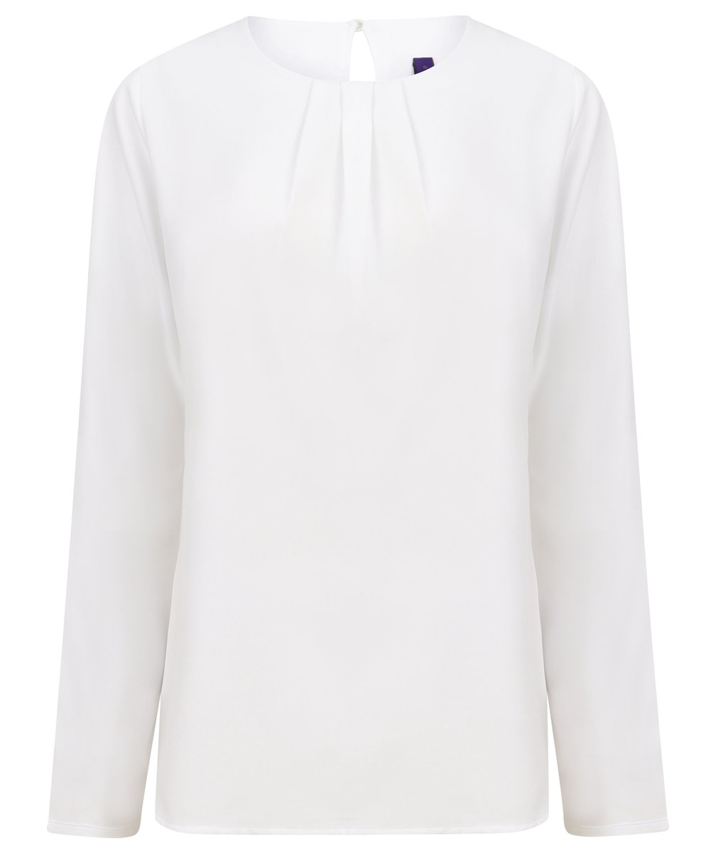 Henbury Blouse Plissée Manches Longues avec Boutonnage, White L, W598 – image 3