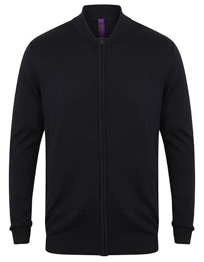 Henbury Veste Bomber en Maille Fine avec Fermeture Éclair – Navy