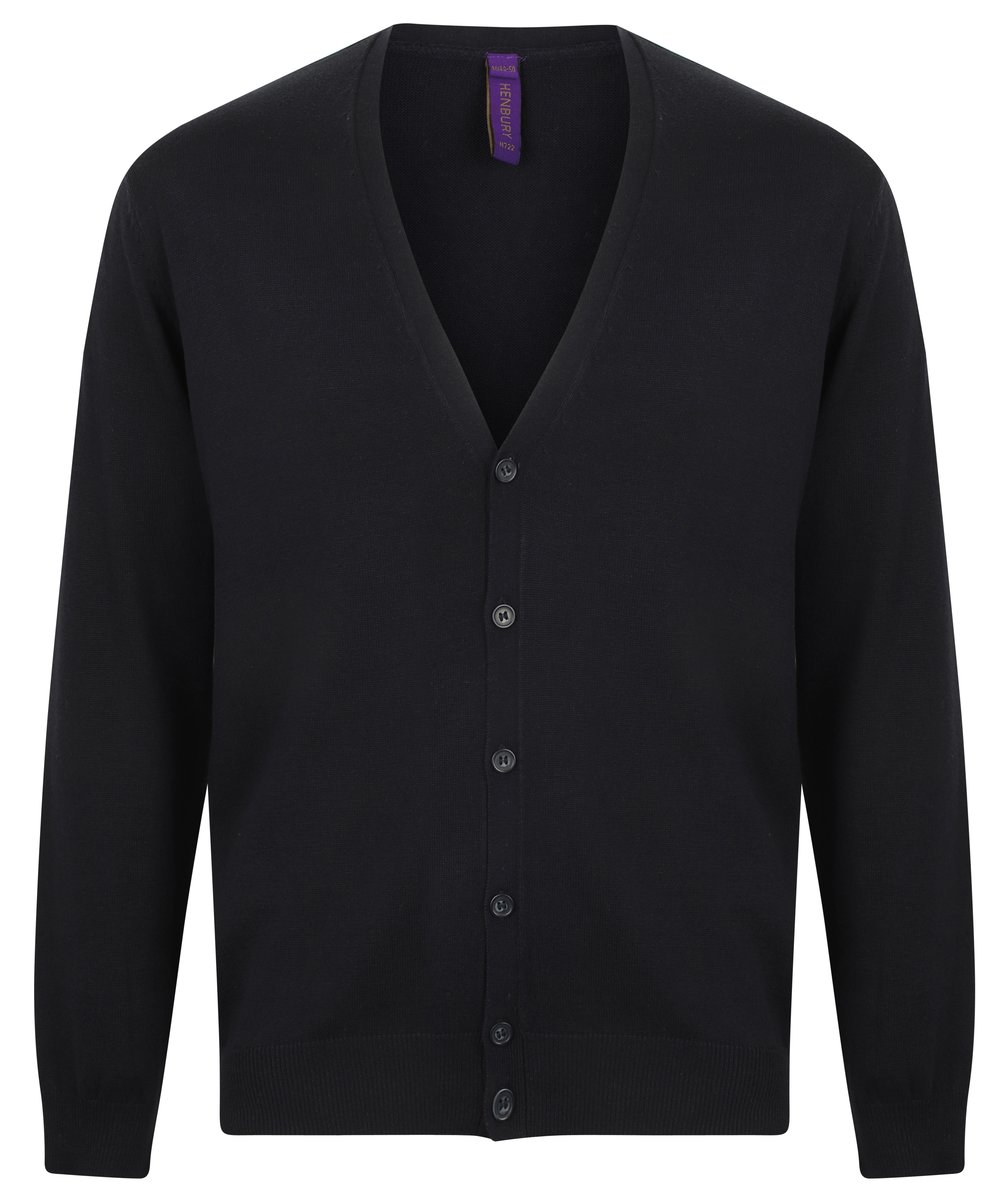 Henbury Feinstrick-Cardigan mit V-Ausschnitt, Navy XXL, W722 – Bild 3