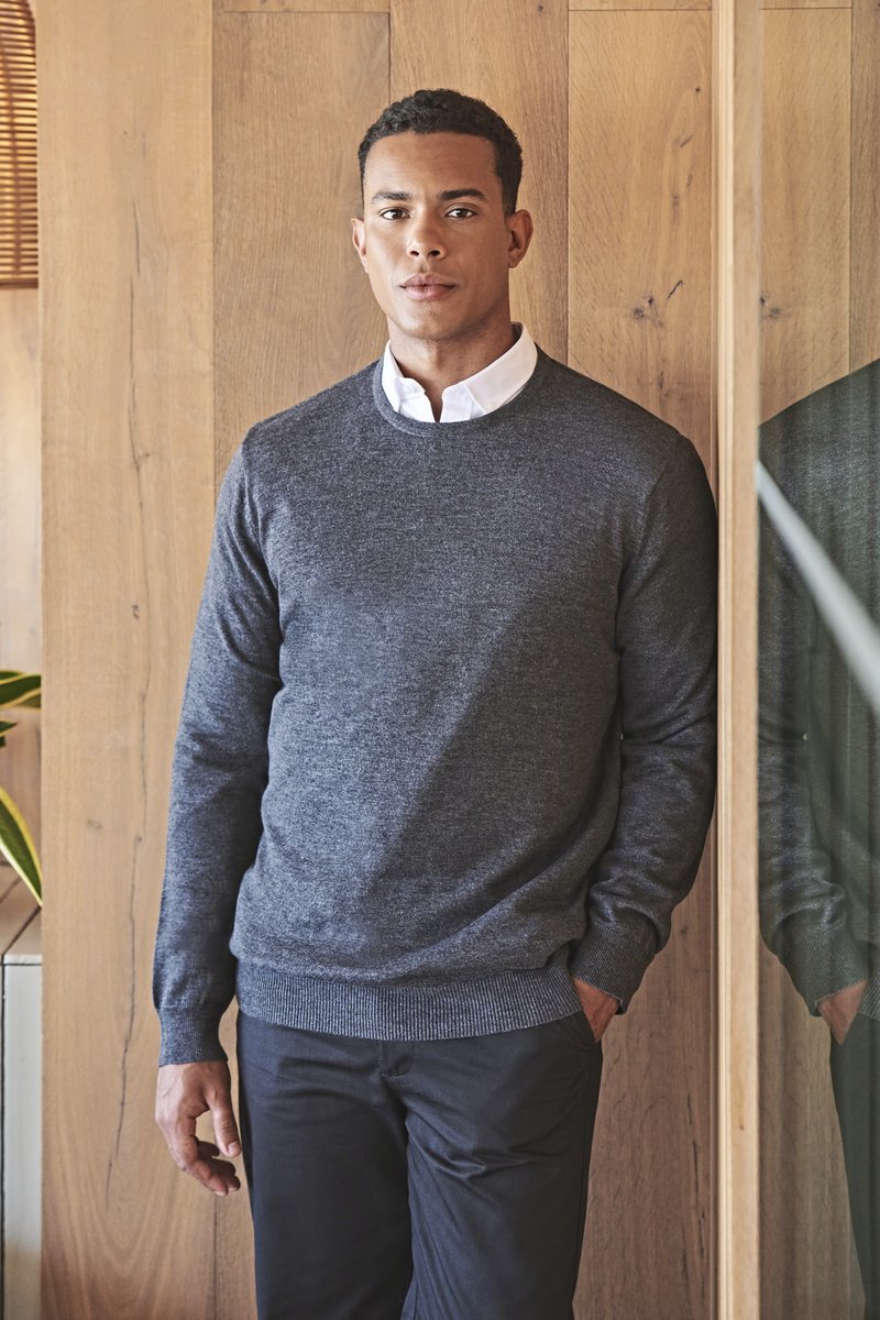 Henbury Pull Tricoté Léger Manches Longues 50% Coton
