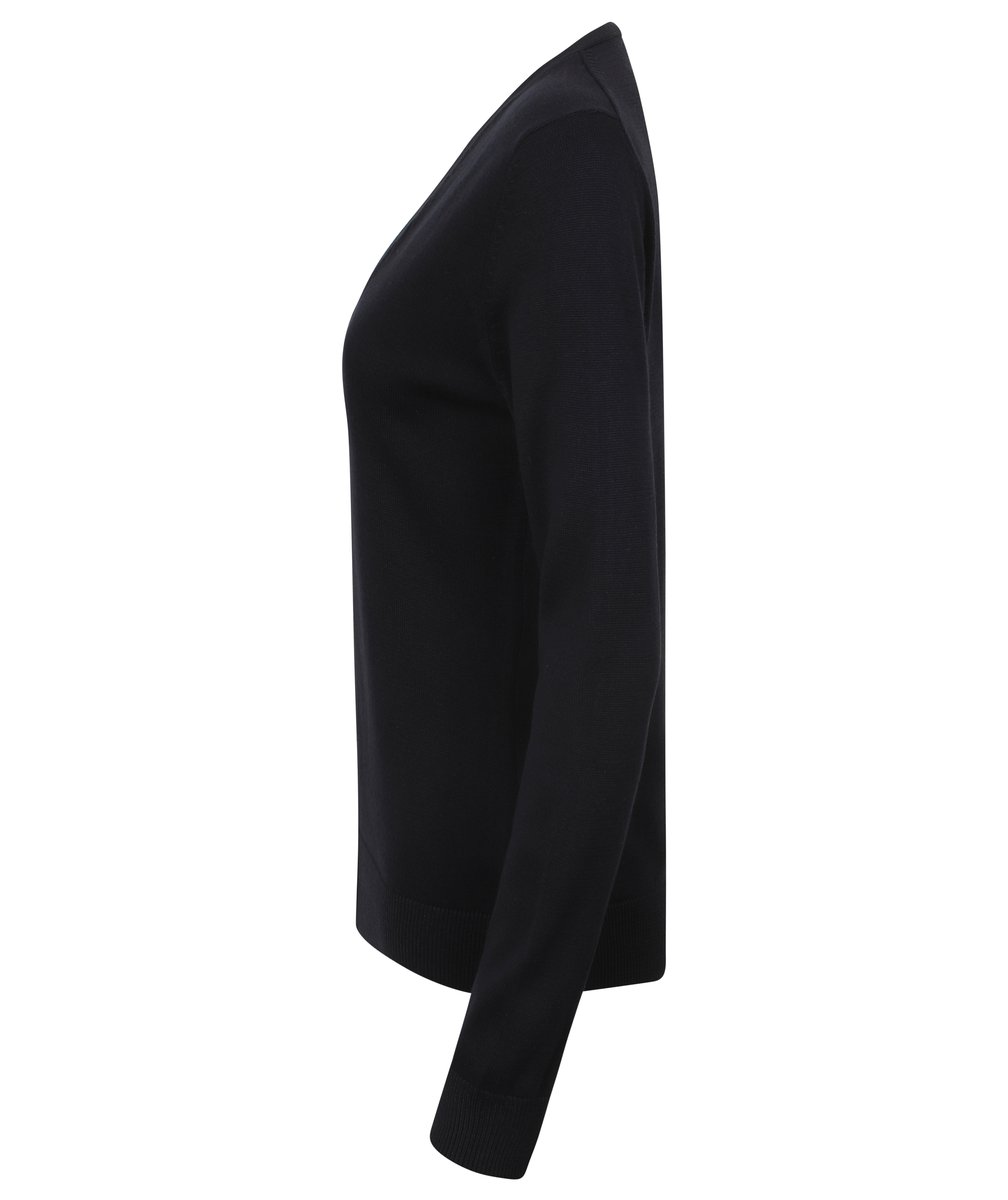 Henbury Pull Col V en Maille Fine avec Boutons Nacrés, Black XXS, W726 – image 5