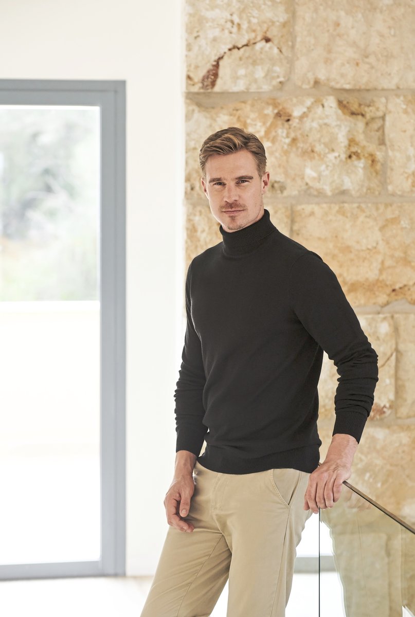 Henbury Feinstrick-Rollkragenpullover mit Rippenstruktur