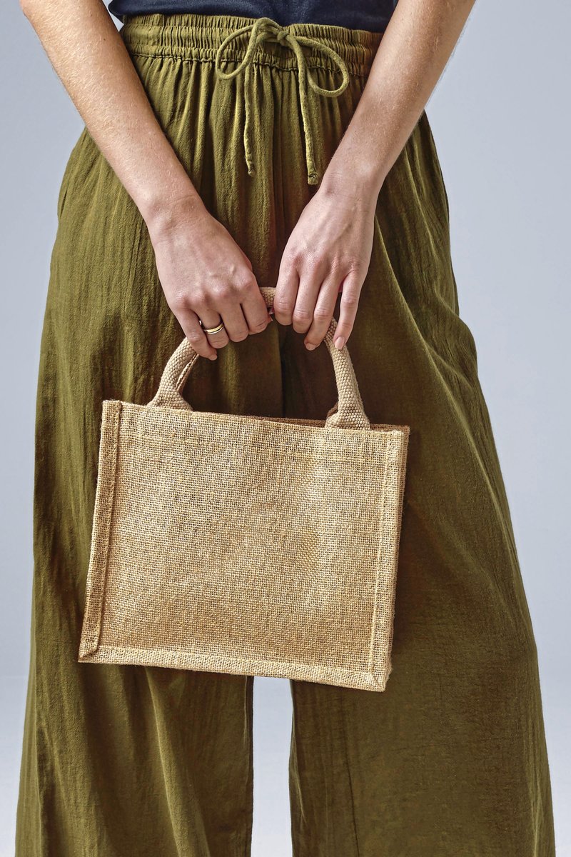 Westford Mill Jute Mini-Geschenktasche mit Golddetails