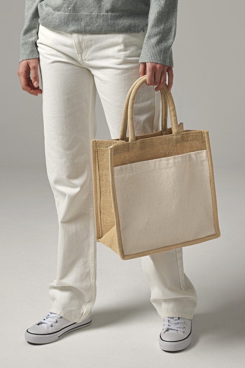 Westford Mill Baumwolltasche mit Jute Midi-Tasche
