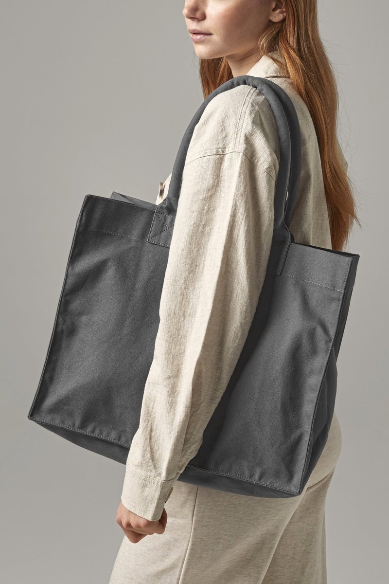 Westford Mill Baumwoll-Canvas Einkaufstasche mit Einstecktasche
