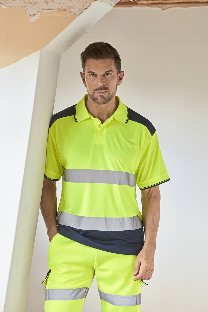 YOKO Hi-Vis Polo-Shirt mit reflektierenden Bändern