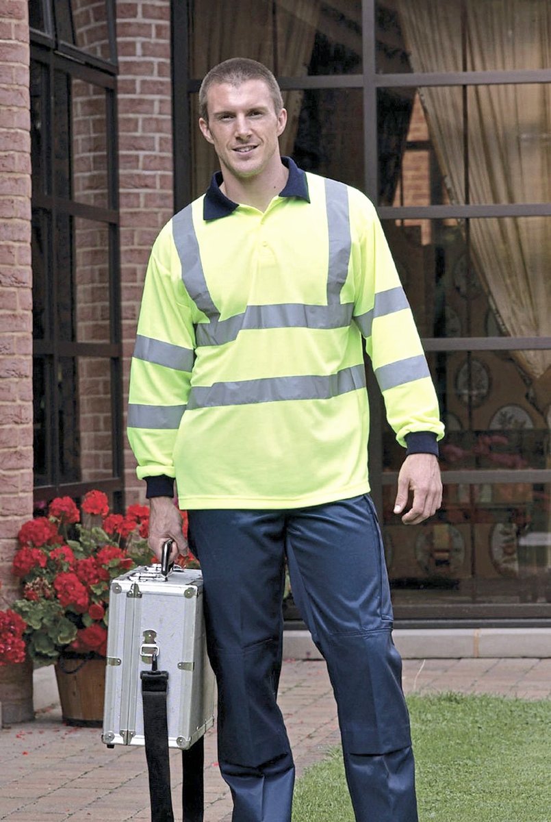 YOKO Hi-Vis Long-Sleeve Polo Shirt with Reflectors
