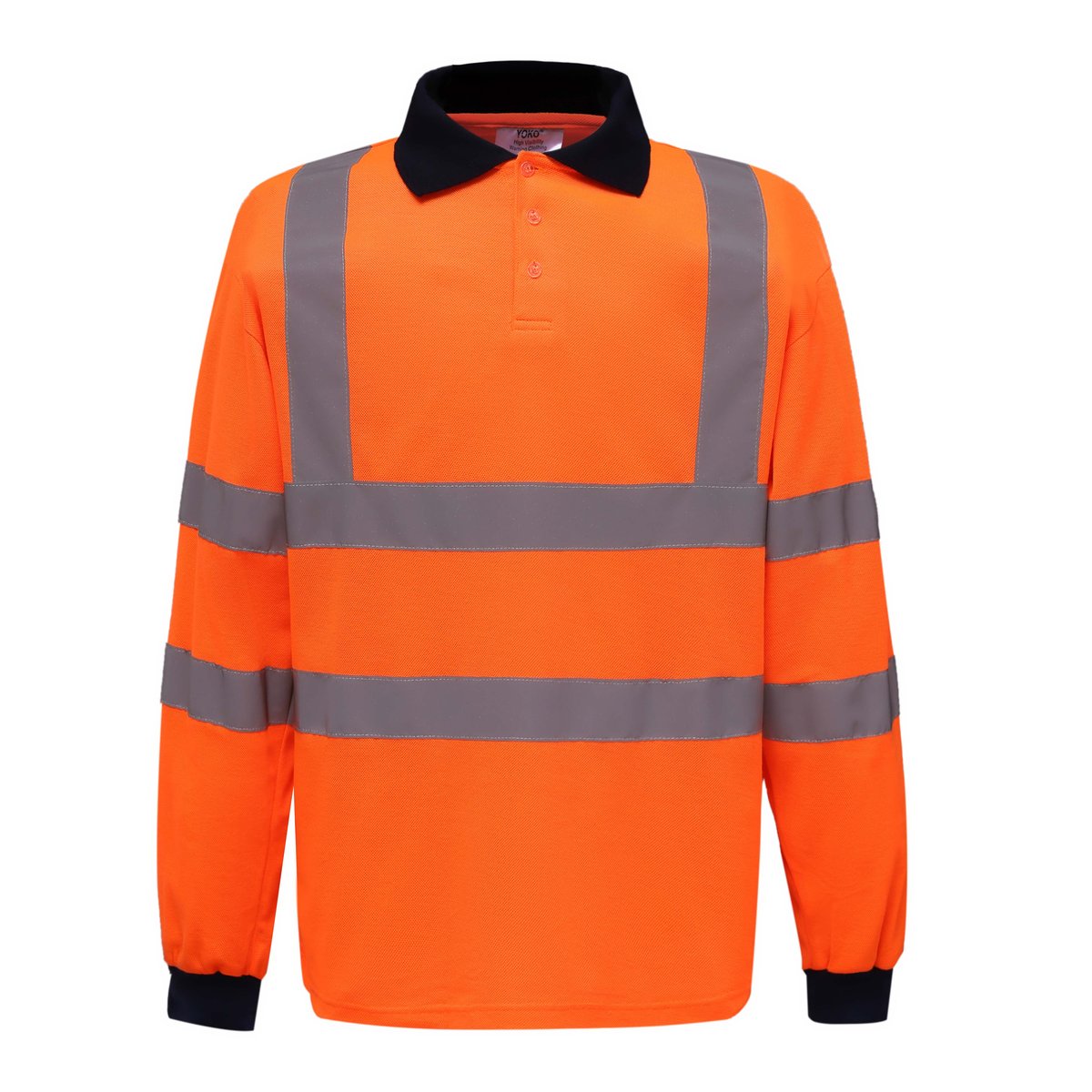 YOKO Hi-Vis Langarm Poloshirt mit Reflektoren, Hi-Vis Yellow 5XL, YK310